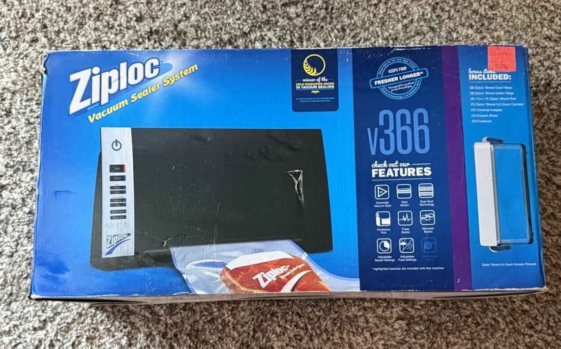 Ziploc V366 Vacuum Sealer System Black Automatic Dual-Seal Bags NEW