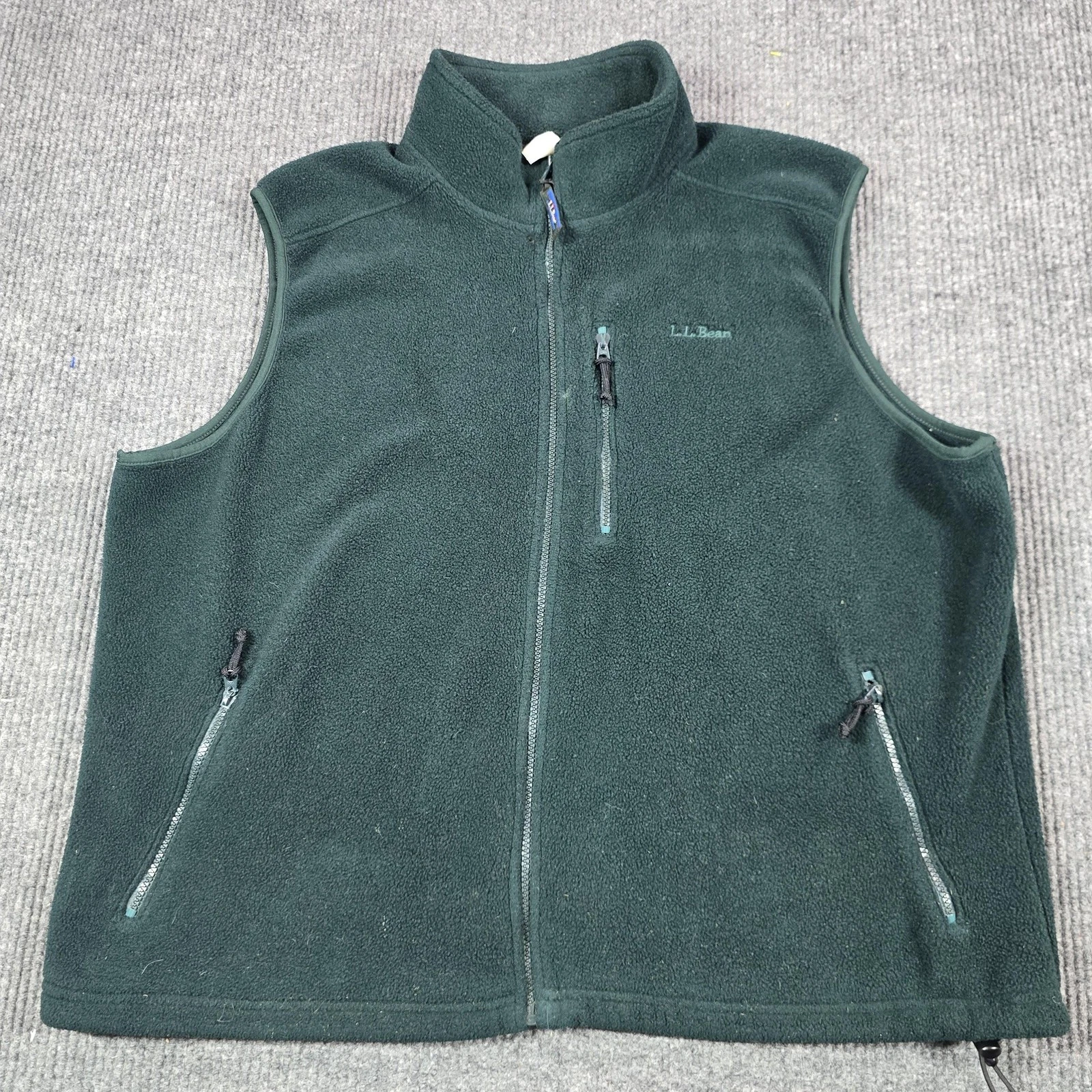 Vintage L.L.Bean Fleece Vest Mens 2XL Green Trail Model Full Zip Pockets Outdoor