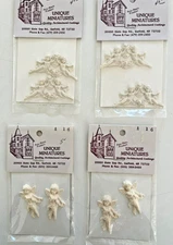 Cherubs miniature, poly resin, 1.5" tall, 4 pkgs, new