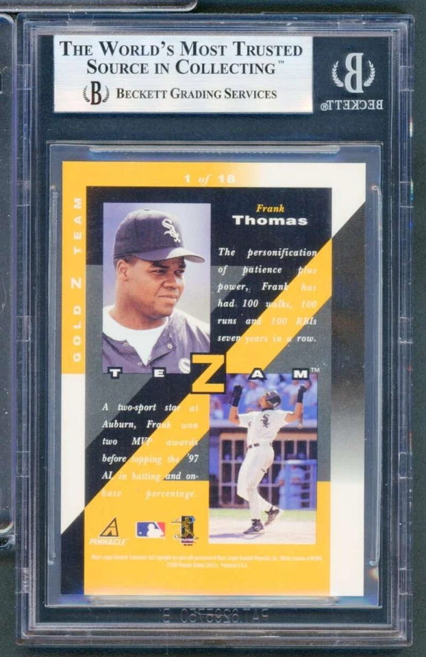 Frank Thomas Card 1998 Zenith Z-Team Gold #1 (pop 1) BGS 9 - Image 2 of 2