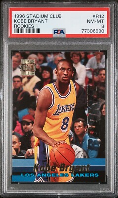 1996 97 Stadium Club Kobe Bryant Rookies 1 RC Card #R12 PSA 8 MN 