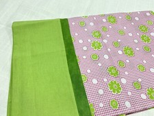 Handmade Cotton Pillowcase standard size Green Pink Flowers Design High Quality