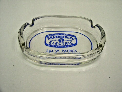 Brandenburg Electric 244 W Patrick Frederick Md Glass Advertising Ashtray - Picture 3 of 3