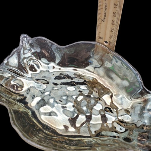 Plato de vidrio con forma de búho opalescente de bronce iridiscente baratija tazón para servir 8" de colección - Imagen 4 de 7