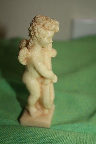 Vintage Marble/ Alabaster? Cherub Angel playing Cello Figurine. Italy 4" tall - Picture 9 of 11