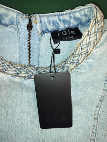 Mini Vestido Boho-Primavera-Pascua-Occidental Romántico/Jolie Trenzado Denim Por Fate XL NUEVO CON ETIQUETAS - Imagen 7 de 10