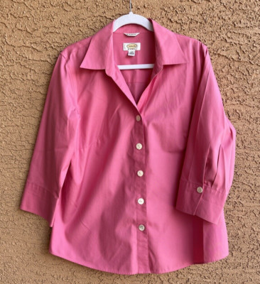 Talbots Woman 12W Wrinkle Resistant Shirt Pink Size 12 Woman 100% Cotton