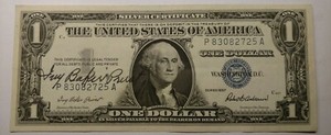 F-1619 $1.00 Silver Certificate 1957 Signed by the Treasury of the United States