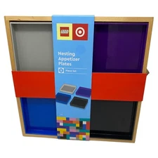 Nesting Appetizer Plates 5 Piece Set  4 Plastic Trays  1 Wooden Tray Lego Target