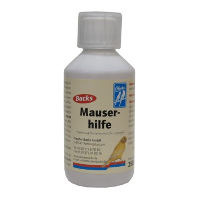 Backs Mauserhilfe 250ml - flüssiges Ergänzungsfuttermittel für Ziervögel