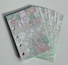 Filofax Mini Organiser - Cream Flower Paper Set of 20 Lined Double Sided Pages