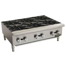 Patriot PT-HP36-M 150,000 BTU Commercial 6-Burner Gas Countertop Range/Hot Plate