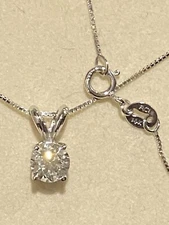 Classic 1/2 Carat TW. White Gold Natural Diamond Pendant 14K Necklace - 18 in