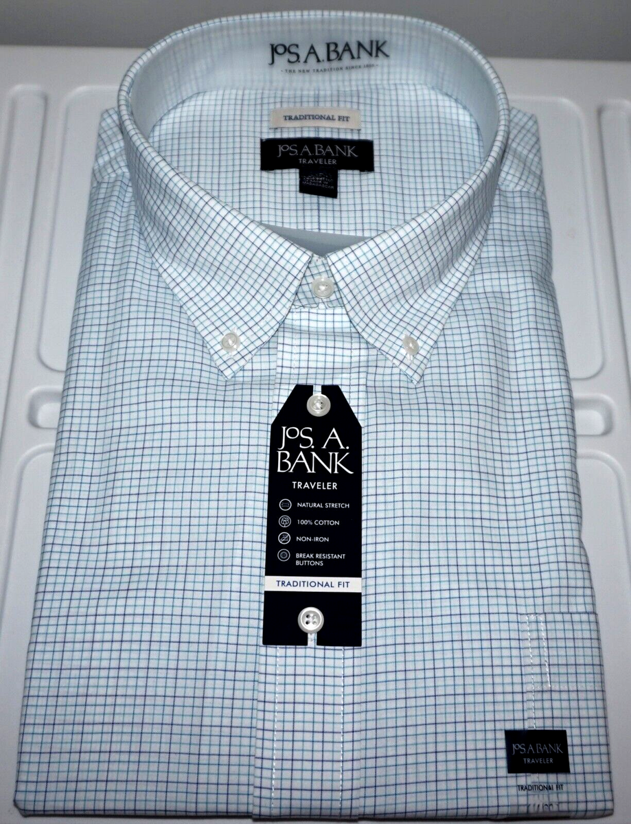 Jos A Bank Big Tall Traveler Dress Shirt 20 - 34/35 Traditional Fit NWT (AK)