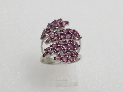 Anello bypass foglia ametista in argento sterling 925 misura 9,25