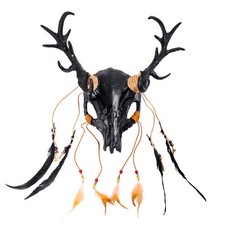 Black Antelope Devil Deer Skull Mask with Horns for Halloween Costume
