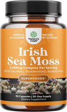 Organic Irish Sea Moss Capsules - Sea Moss and Bladderwrack Capsules with Burdoc