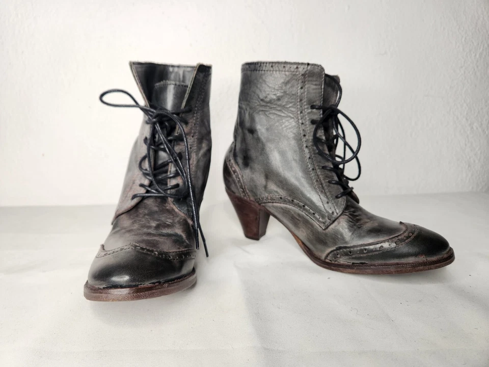 H By Hudson Botines Negros con Cordones Tacones Altos Estilo Victoriano Oxford 37 6.5 Foto 3 de 4