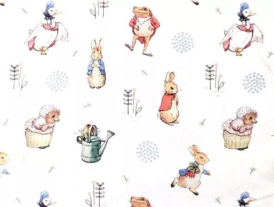 Peter Rabbit And Friends 100% Baumwollstoff 1 Meter 44 cm breit   Sale