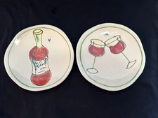 Wine  JULIA JUNKIN   2 Decorative Plates Appetizer 6.5 diameter