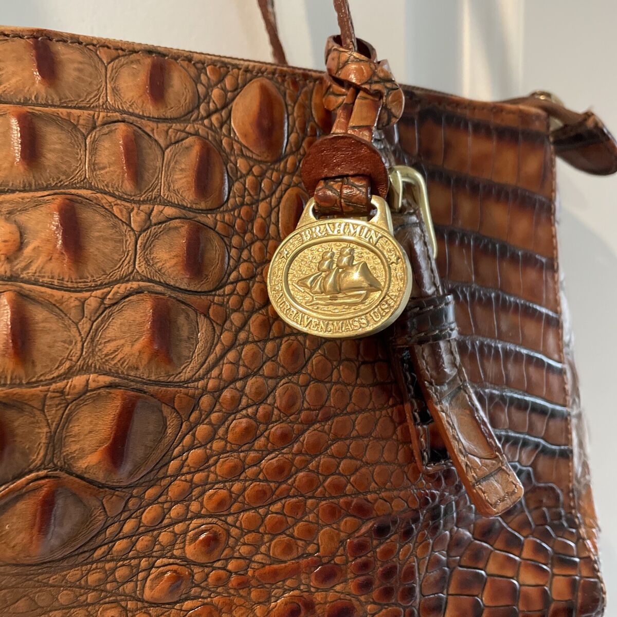 Brahmin Alligator Trim Black and Brown Leather Handbag Purse Crossbody Vtg  Mini | eBay