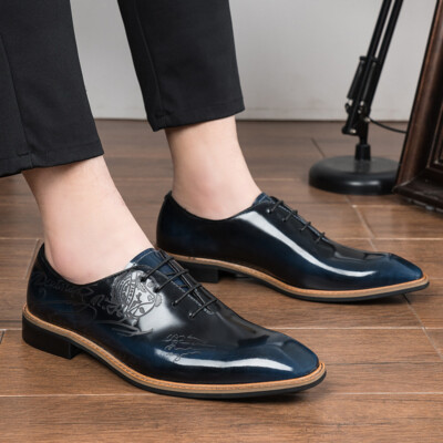 Men's Real Leather Dress Wedding Business Carved Flower Derby Shoes Classic Man