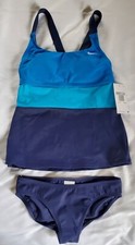 Nike Swim Women's Tankini 2-Piece Racerback Swimsuit Blue NESSB393-458 NWT XS XL