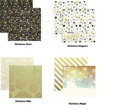 Gold Elegant Christmas - Scrapbook Papers Set - 4pcs