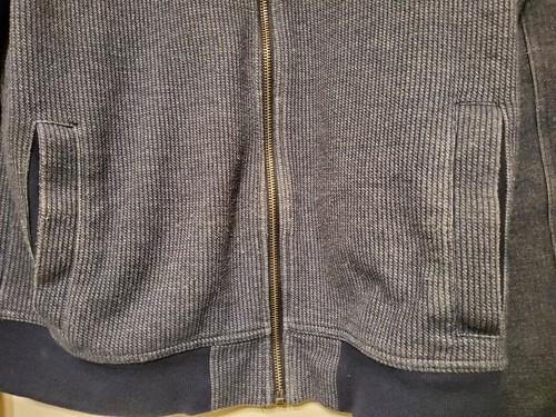 Marc Anthony Blue Ribbed Full Full Zip Pocketed Long Sleeve Sweater Jacket. sz M - Picture 2 of 5