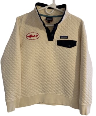 PATAGONIA Organic Cotton Quilt Snap-T  Shirt Mens SM Trout Fitz Roy Balkan Fish