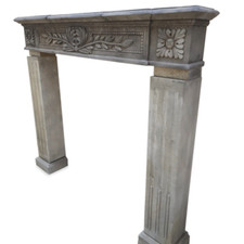 Camino in Pietra Leccese Anticata Scolpito a Mano Stone Fireplace Frame L.130cm
