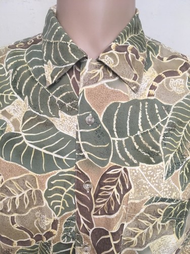 CAMISA HAWAIANA PENDLETON Estampado de Hojas Cuello Lazo Mezcla Rayón TONOS TIERRA L - Imagen 6 de 12
