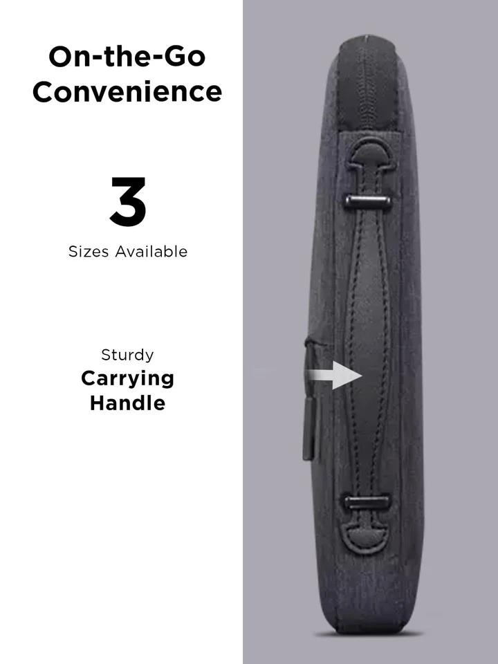 14 Inch Charcoal Grey Portable Laptop Sleeve Case Water Resistant Durable Design - Image 4 of 4