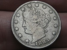 1883 Liberty Head V Nickel- No Cents, VF/XF Details
