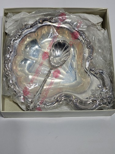 Gräfin Party Set International Deep Silver Original Box Jakobsmuschel Tablett Löffel