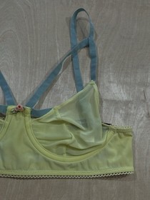 For Love And Lemons Skivvies Green lace Underwire Balconette Bra Size Small