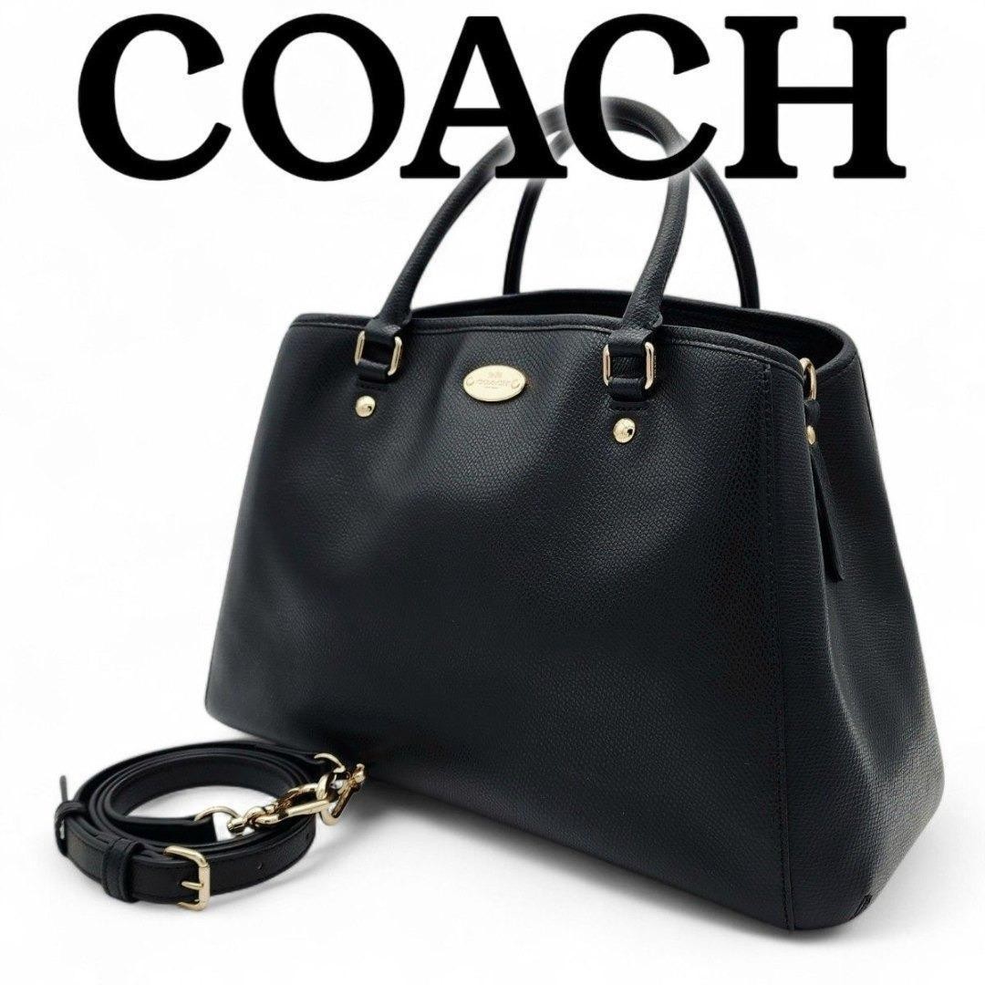 Coach Women's Tote Handbag Purse Black Leather Solid Used Bag