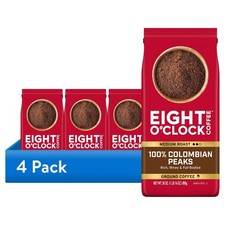 4 pack Eight O'Clock Coffee Medium Roast Ground 100 Colombian Peaks Coffee 30oz