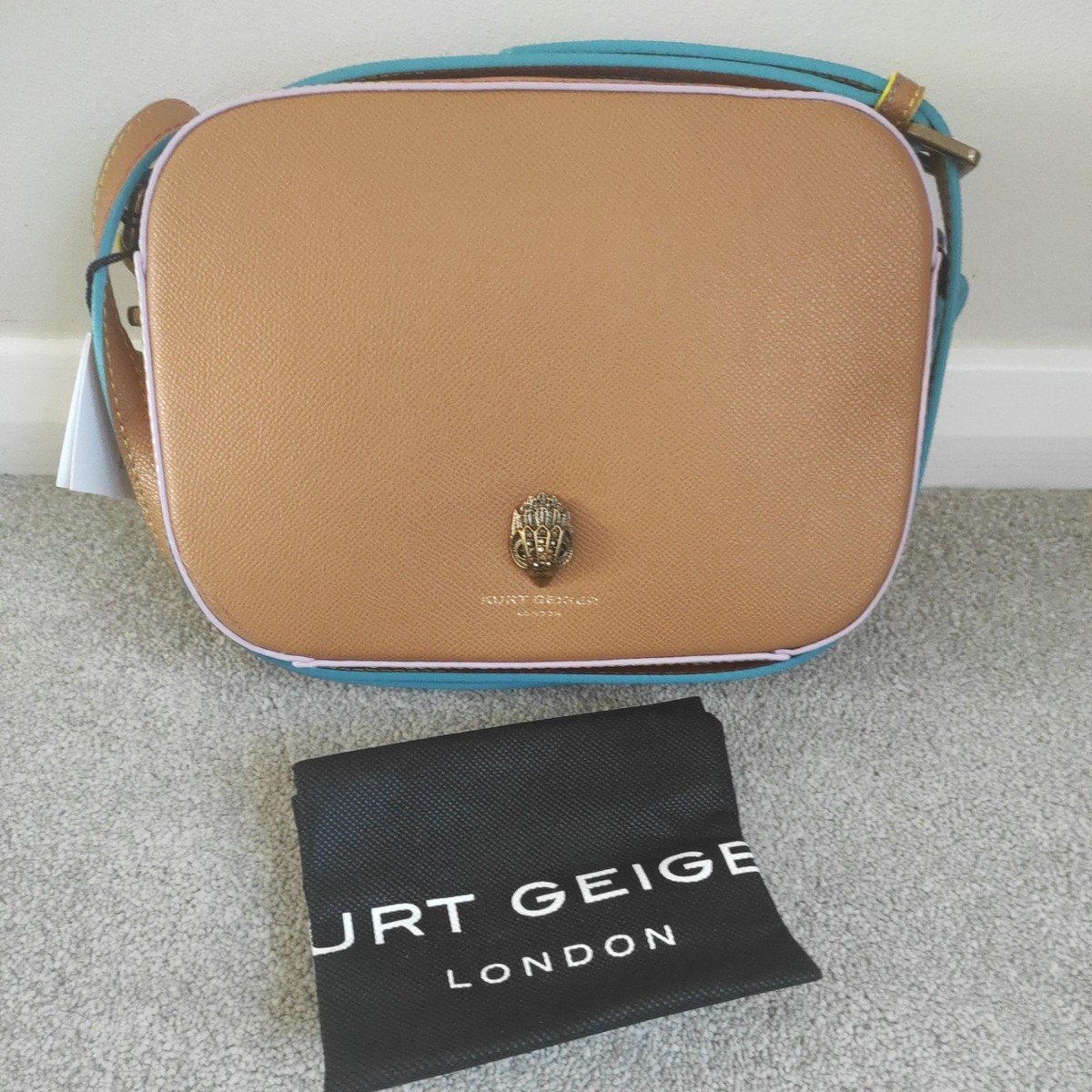 Kurt Geiger Richmond Leather Crossbody Bag Tan sparkle