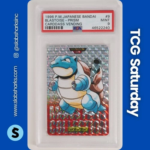 1996 POKEMON JAPANESE BANDAI CARDASS VENDING SERIES BLASTOISE PRISM HOLO PSA 9
