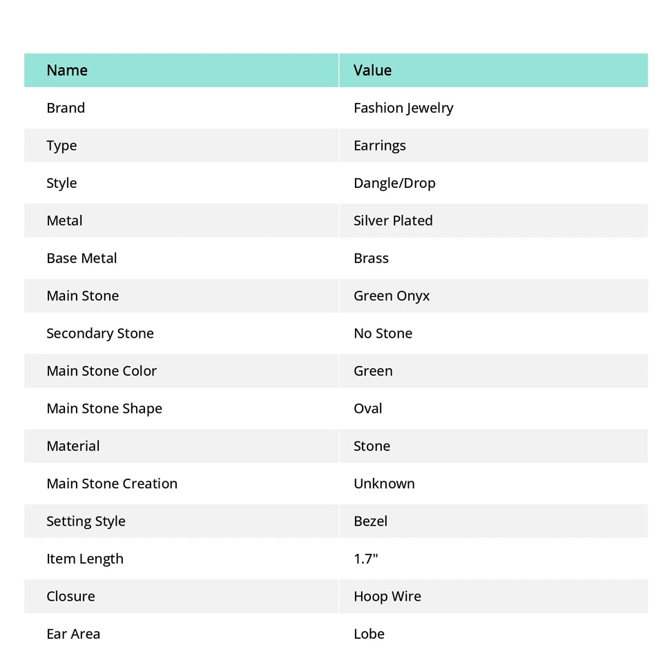 Orecchini gioielli pendenti goccia regalo pietra preziosa forma ovale onice v... - Immagine 4 di 4