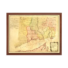 Old Map of Connecticut 1766 - Vintage Connecticut Art