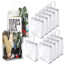 20 PCS Clear Gift Bags with Handles,7.9" x 9.8"x 3.1",Transparent Plastic Gif...
