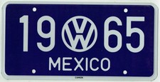 Volkswagen VW de México 1965 estilo vintage autobús bug kombi matrícula Vocho