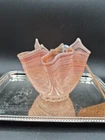 50s Murano Fazzoletto Hand Blown Handkerchief Bowl/Vase Peach/pink SCALLOP Base