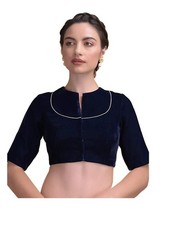 Women s Velvet Saree Blouse XS 34 Padded Bollywood Crop Top