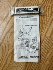 Vtg Ronco Dial-O-Matic Food Cutter Replacement Blade W/Directions PARTS ONLY