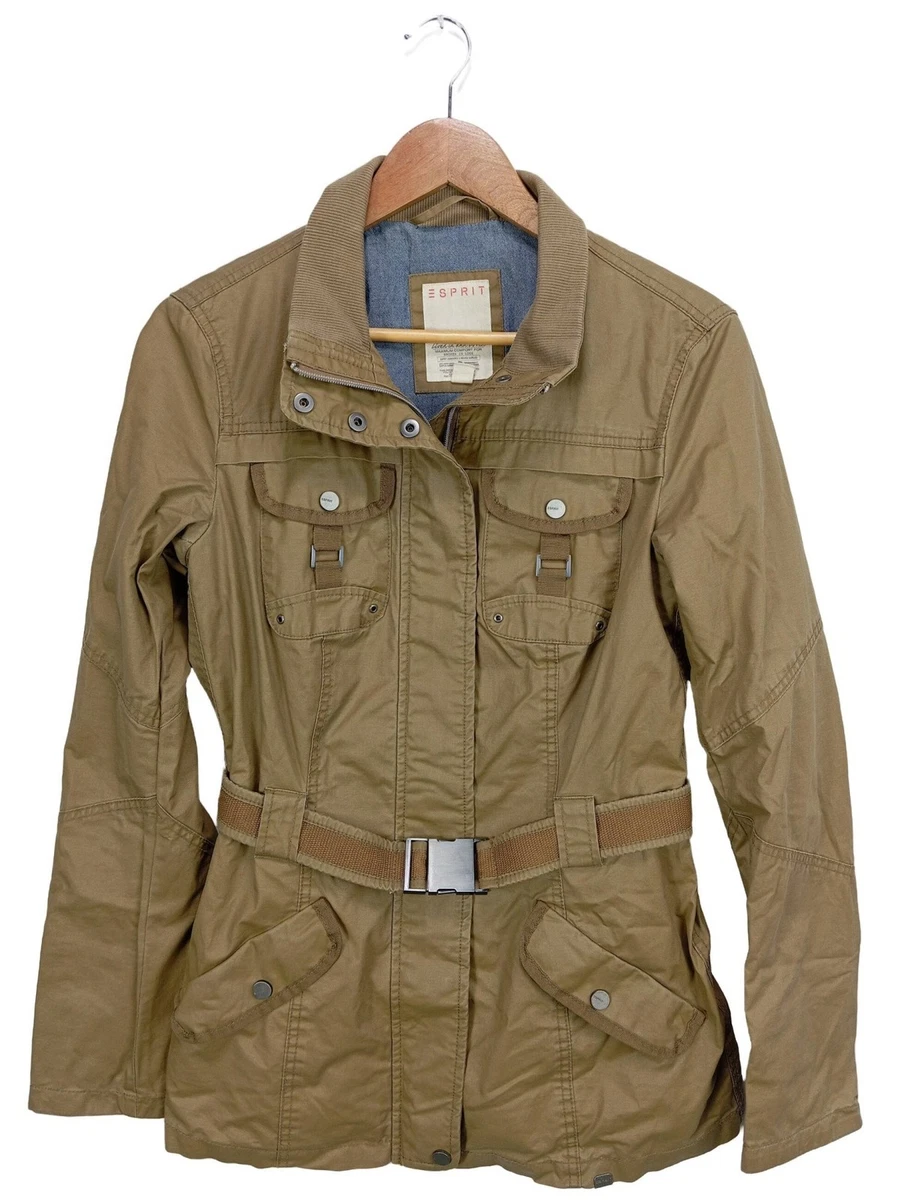 Manteau Mi-saison Esprit Femme - Taille 38, Bleu/orange Clair/blanc Cassé, Coton