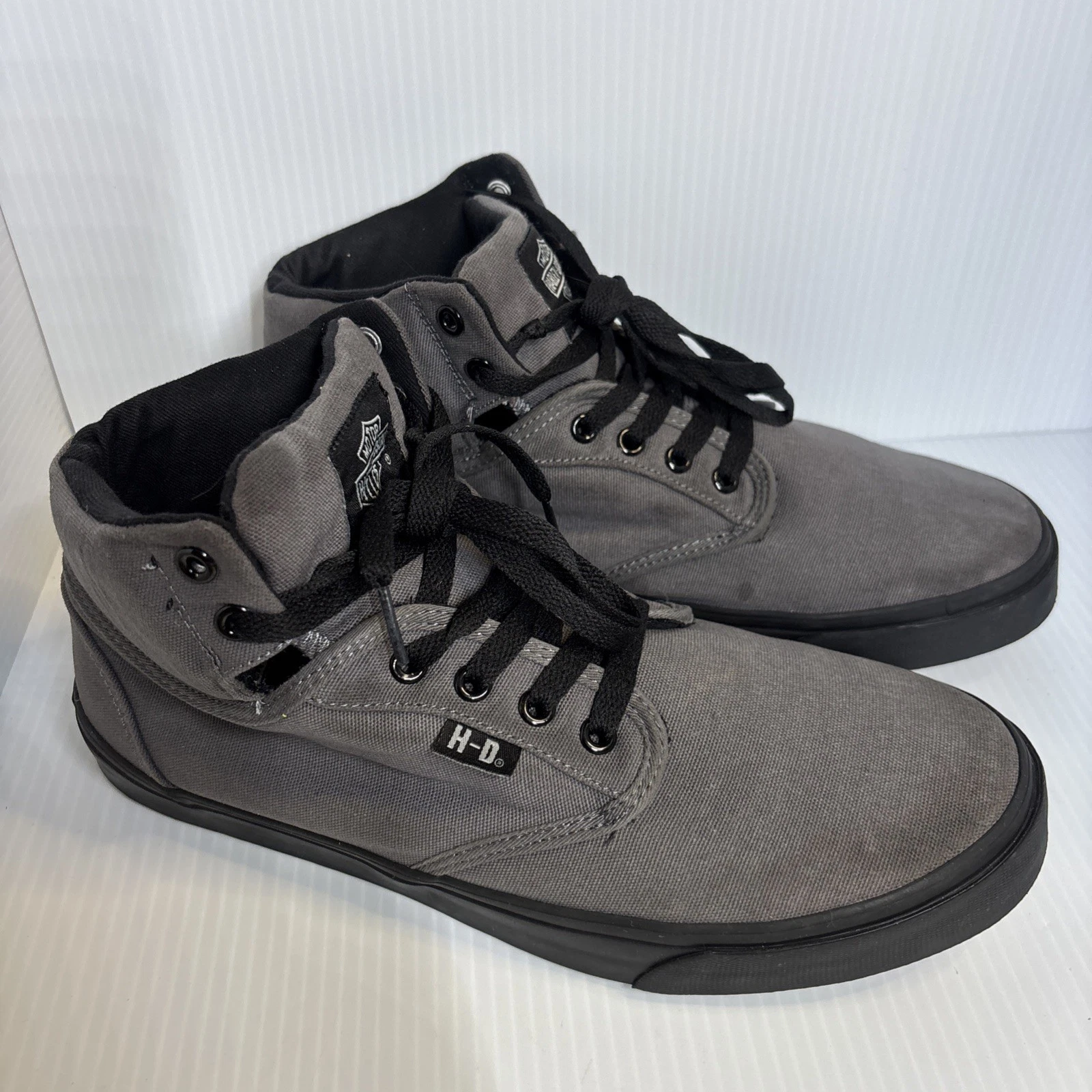 HARLEY DAVIDSON WRENFORD D93545 GRAY HIGH TOP SNEAKERS CASUAL SHOES MEN 9.5