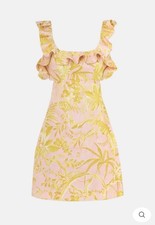 ZIMMERMANN Golden Ruffle Mini Dress In Pink/Gold Floral *Size 0* NWT -MSRP:$825